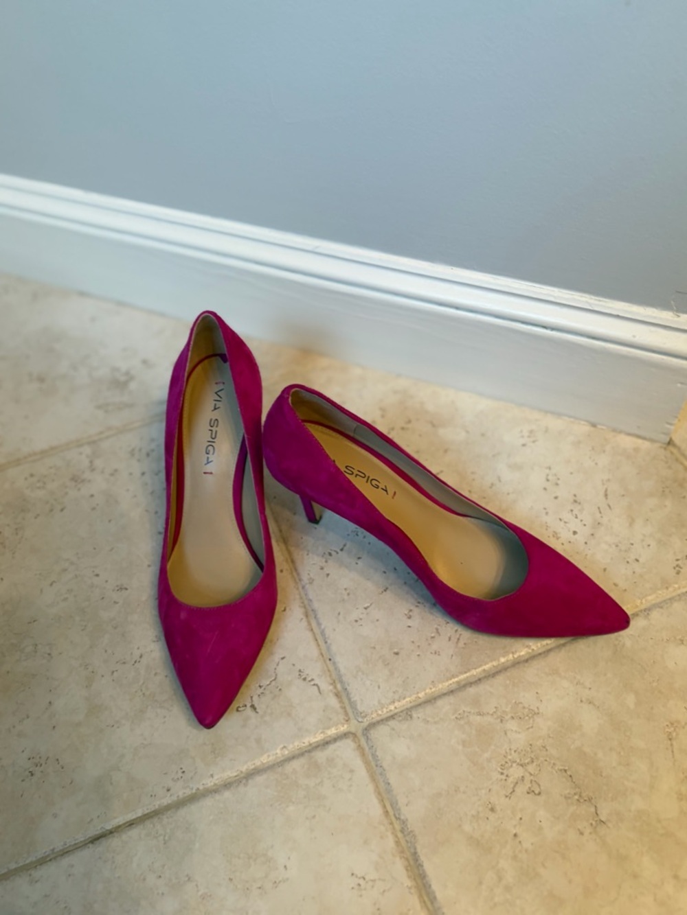 Via Spiga Fuchsia Suede Pointed-Toe spike heels